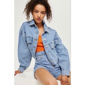 TOPSHOP | Raw Hem Cropped Denim Jacket